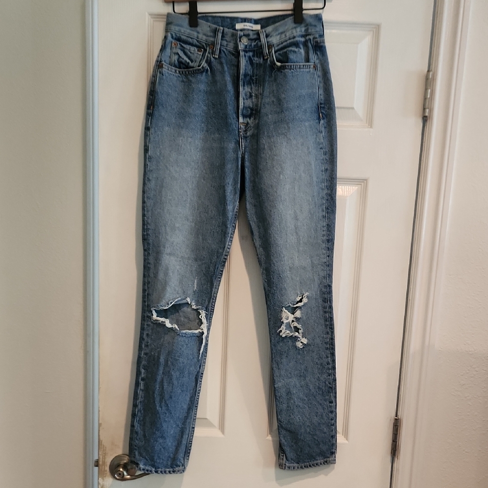 NWOT GRLFRND Sz 25 SHR KAROLINA Distressed Knee Skinny Denim Jeans